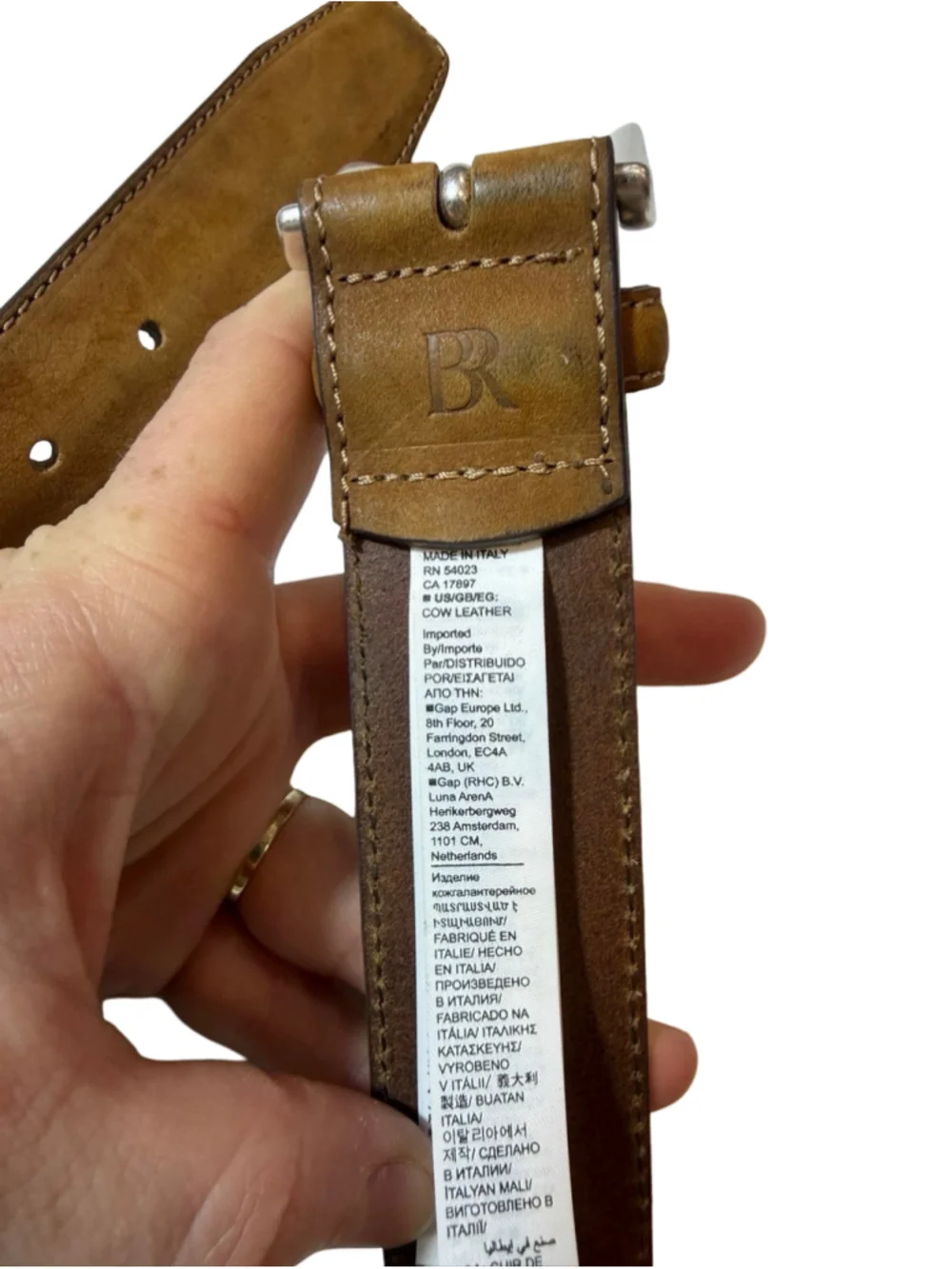 Banana Republic Made Italy Tan Leather Belt Size 36 Moto Western